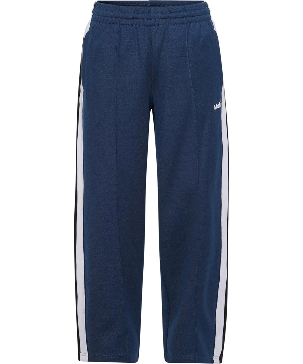 Altos - Sea - Blue sporty trousers with white and black stripes 