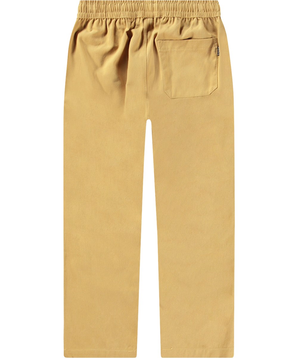 Amor - Praire Sand - Ochre-coloured trousers in organic cotton with elastic waist.