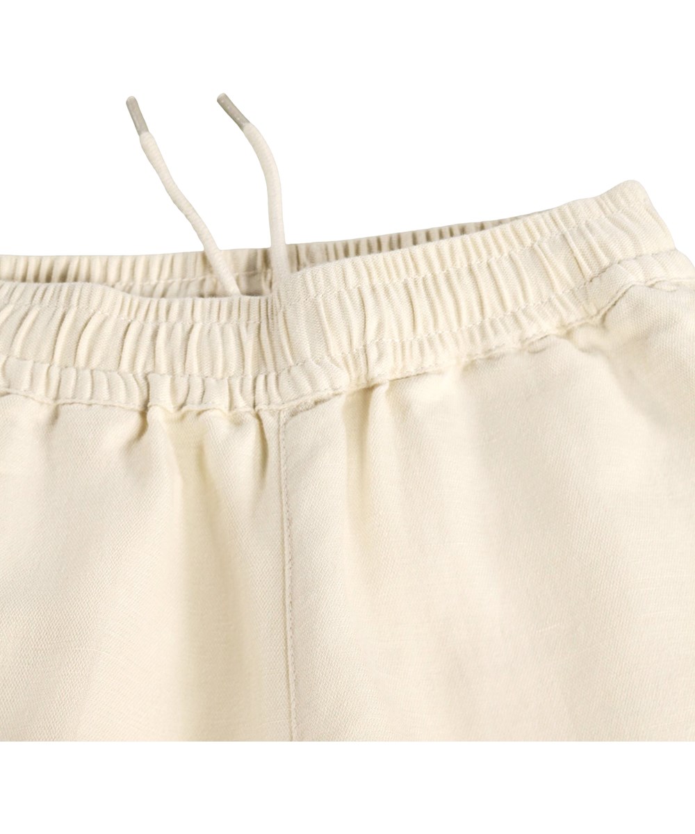 Amor - Summer Sand - Beige linen trousers for children with an elastic waistband 