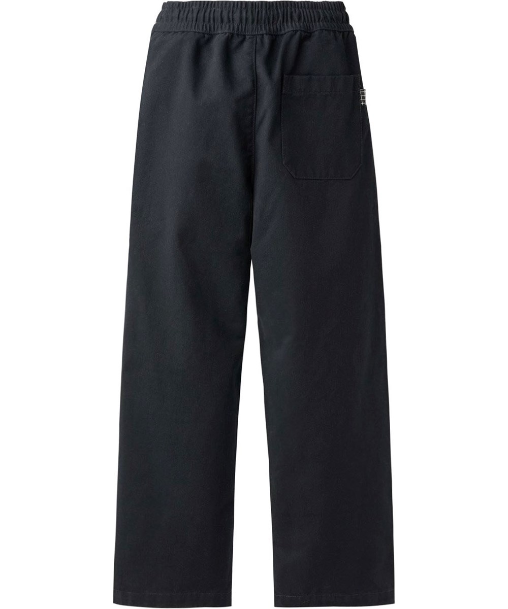 Amor - Black - Black chino pants for children made of organic cotton with an elastic waist.