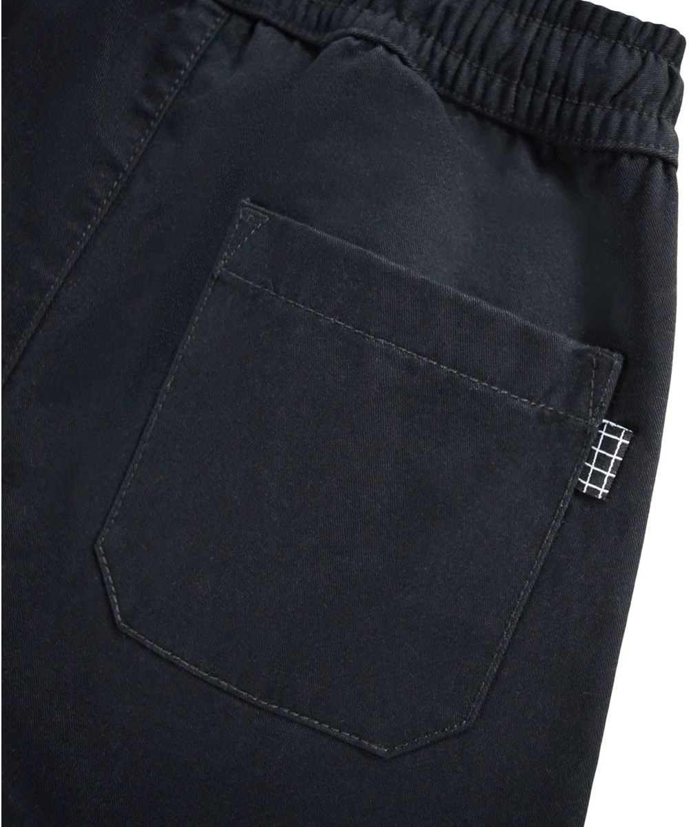 Amor - Black - Black chino pants for children made of organic cotton with an elastic waist.
