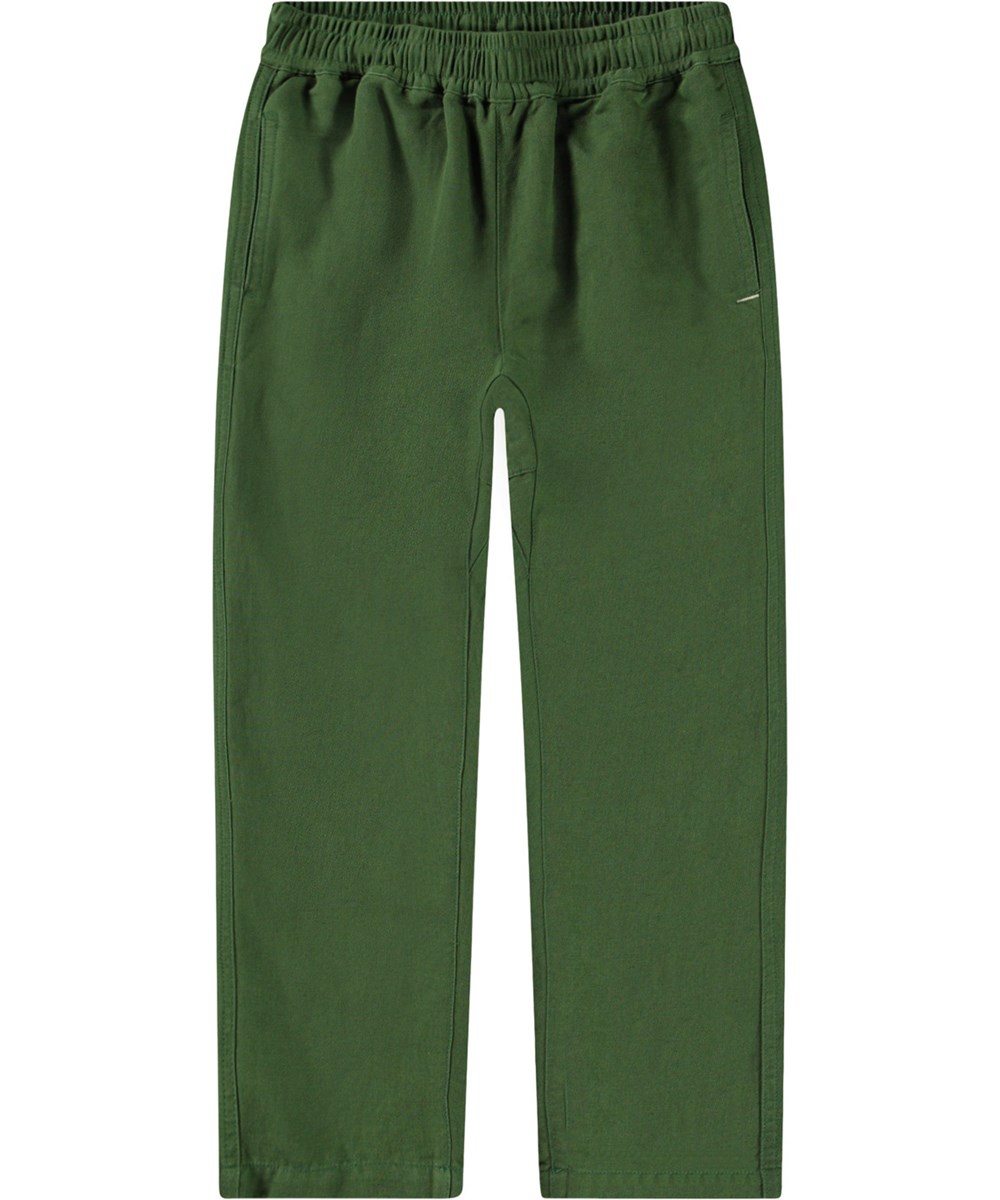 Amor - Rubber Tree - Green linen pants for children.