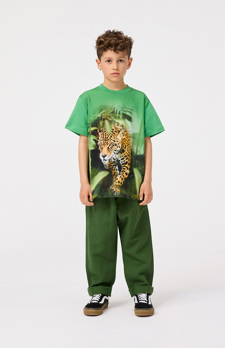 Amor - Rubber Tree - Green linen pants for children.