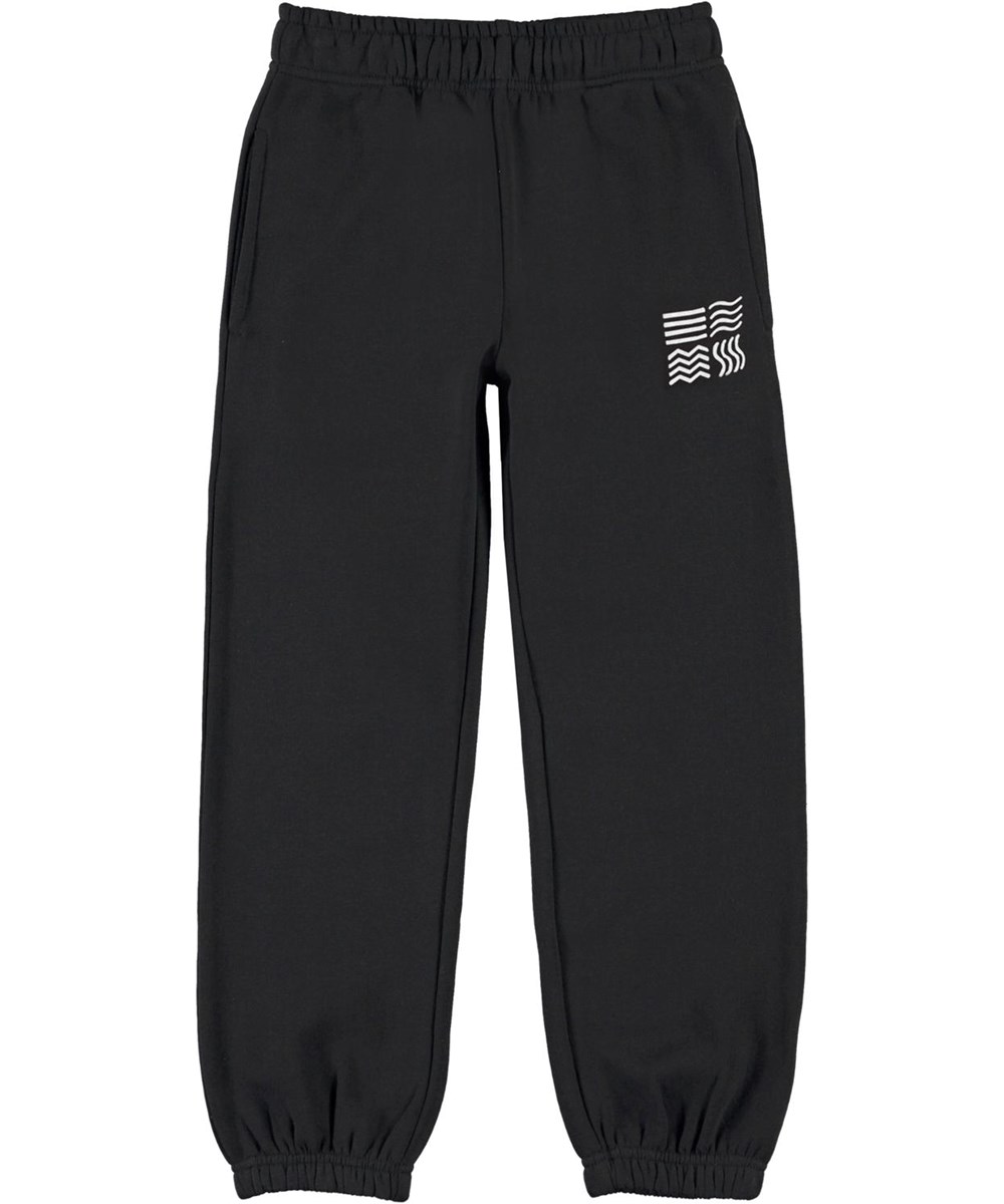 Am - Black - Black organic sweatpants with white print 