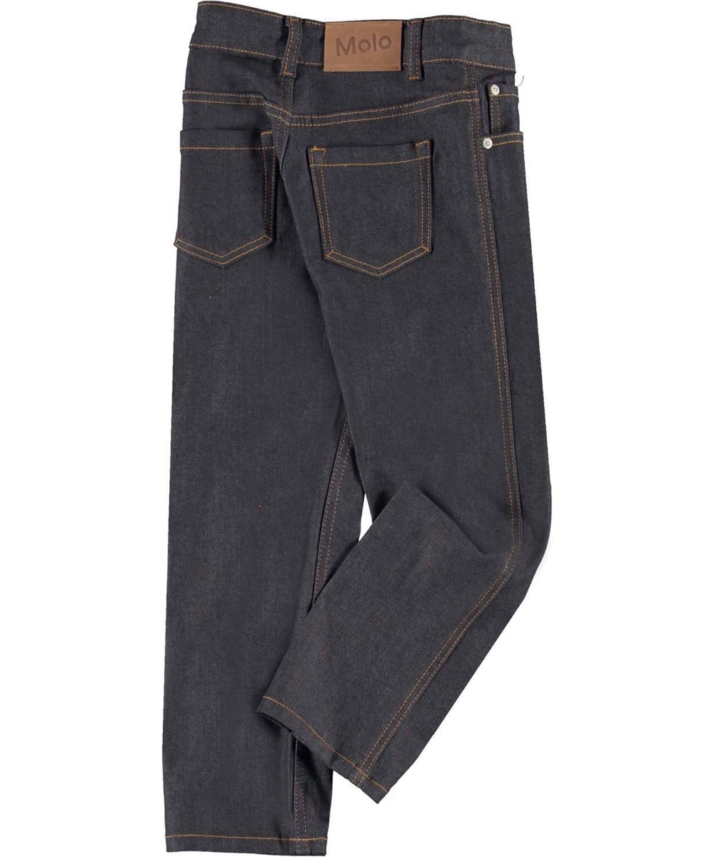 Andy - Raw Indigo Denim - Dark blue brown stiching denim jeans.