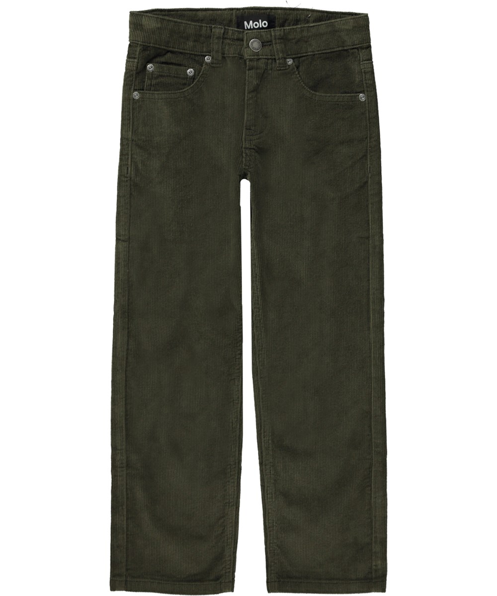 Andy - Forest Moss - Green trousers in pin wale corduroy