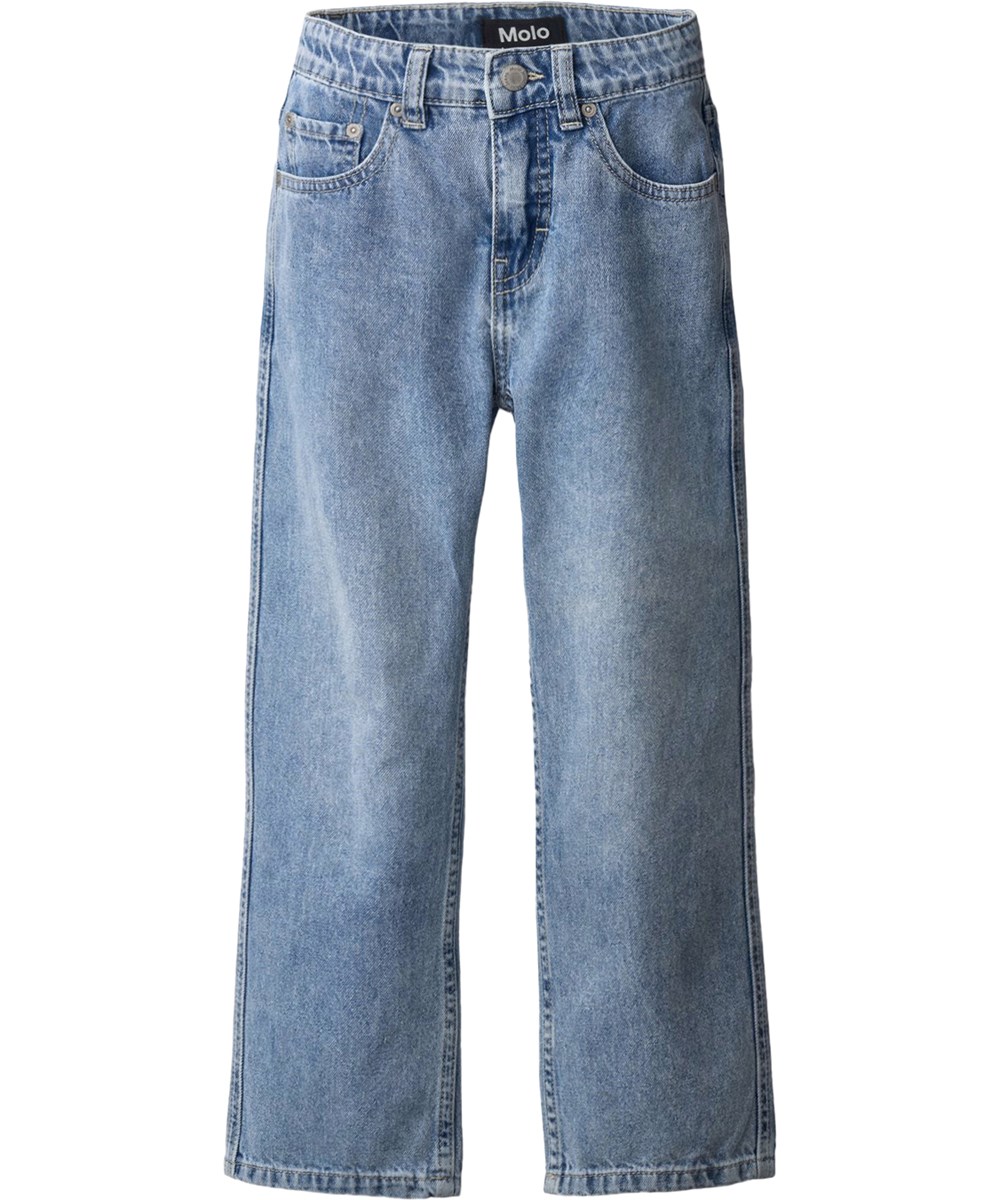 Andy - Light Vintage - Blue jeans for children made of organic cotton denim with an adjustable waist 
