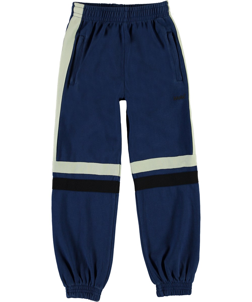 Anoua - Ink Blue - Blue sweatpants with stripes