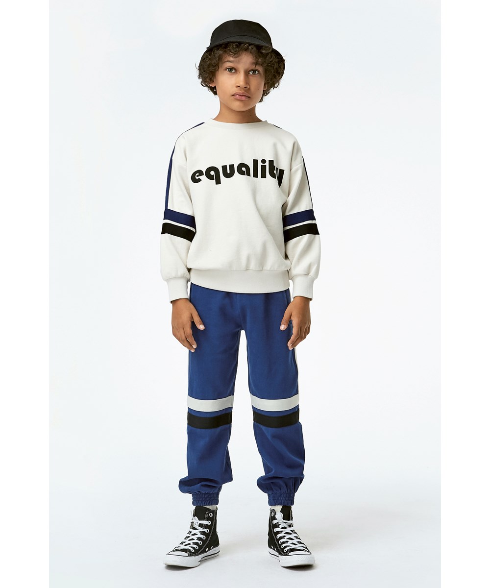 Anoua - Ink Blue - Blue sweatpants with stripes