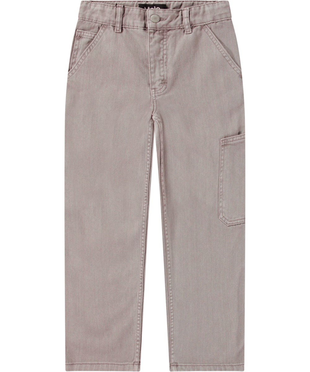 Archer - Cinder Rock - Grey cotton jeans with workwear details for children.