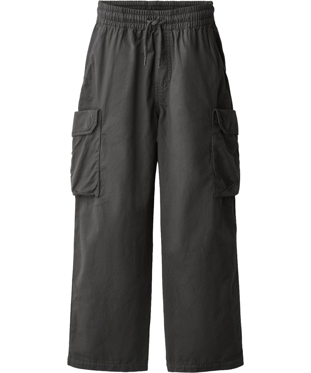 Argo - Raven - Grey cargo trousers for children made of durable organic cotton with elastic and adjustable drawstring 