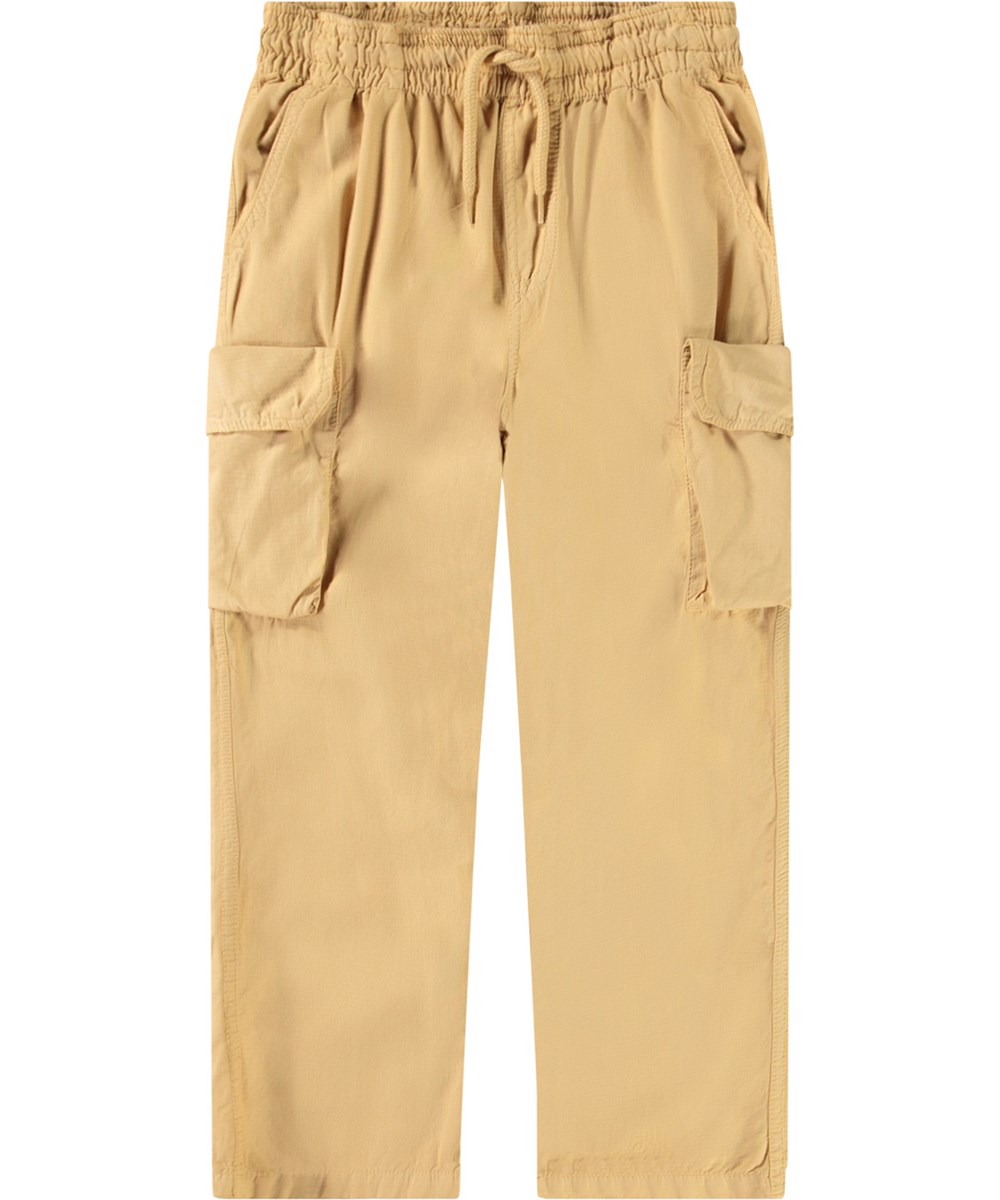 Argo - Suede - Brown cargo pants in organic cotton for children.