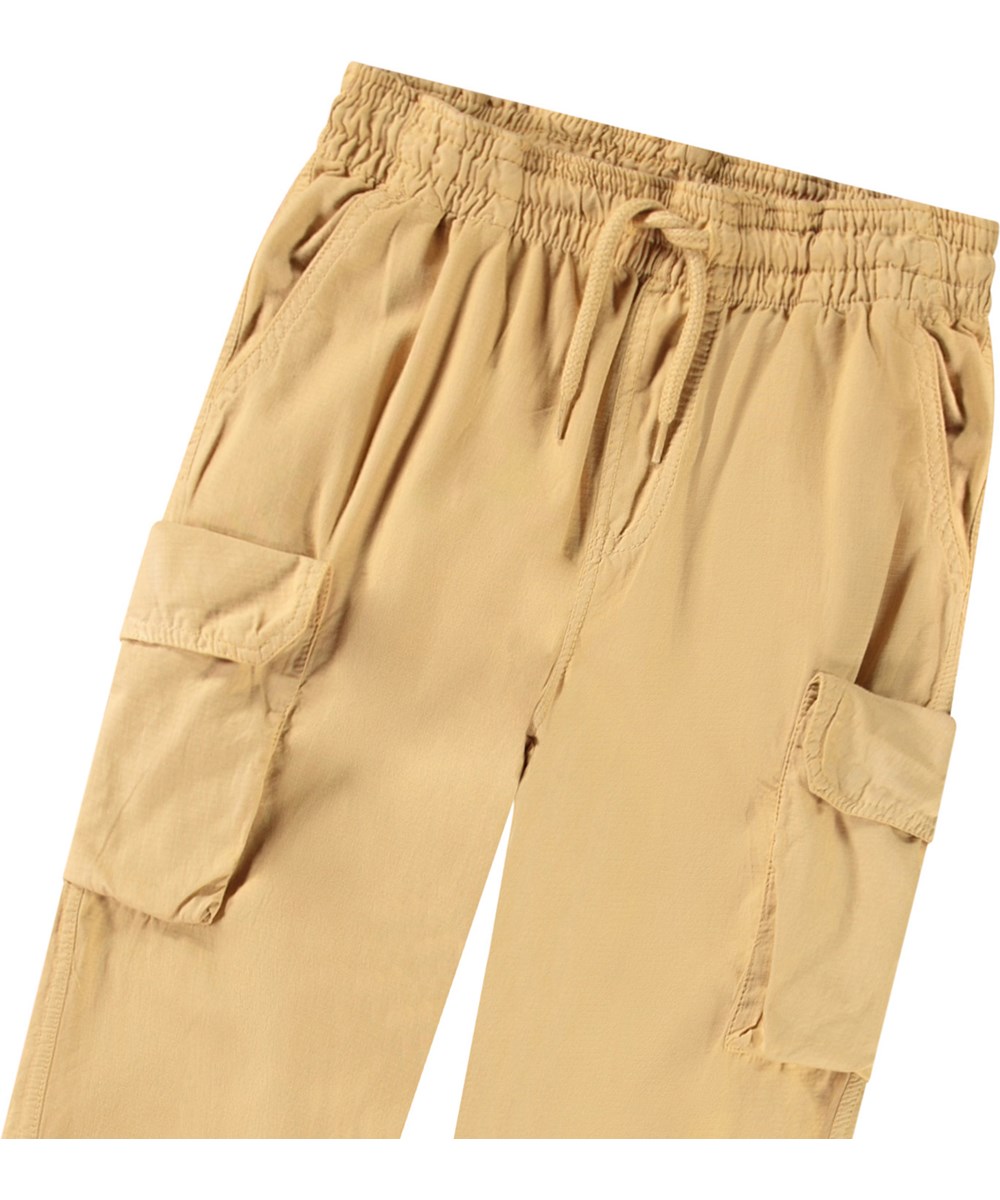 Argo - Suede - Brown cargo pants in organic cotton for children.