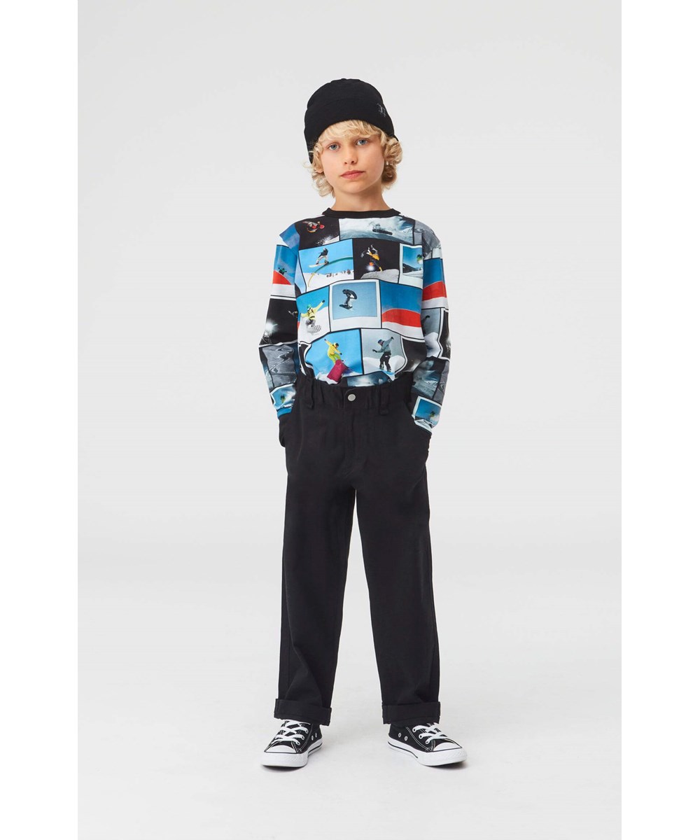 Aron - Black - Sand coloured trousers