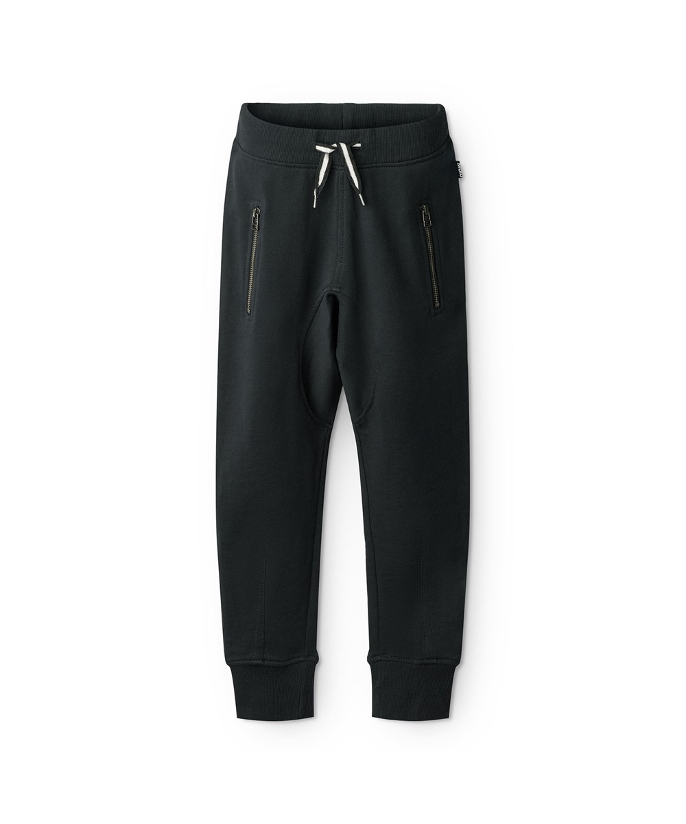 Ashton - Black - Loose, black organic sweatpants