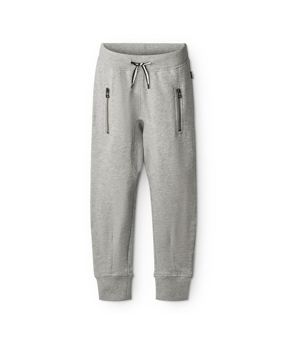 Ashton - Grey Melange - Loose, grey organic sweatpants