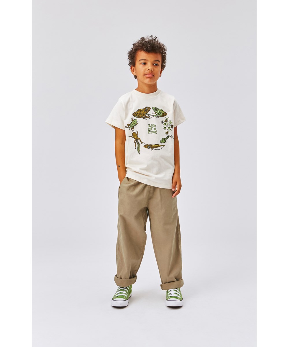 Aster - Covert Green - Sand coloured cotton trousers 