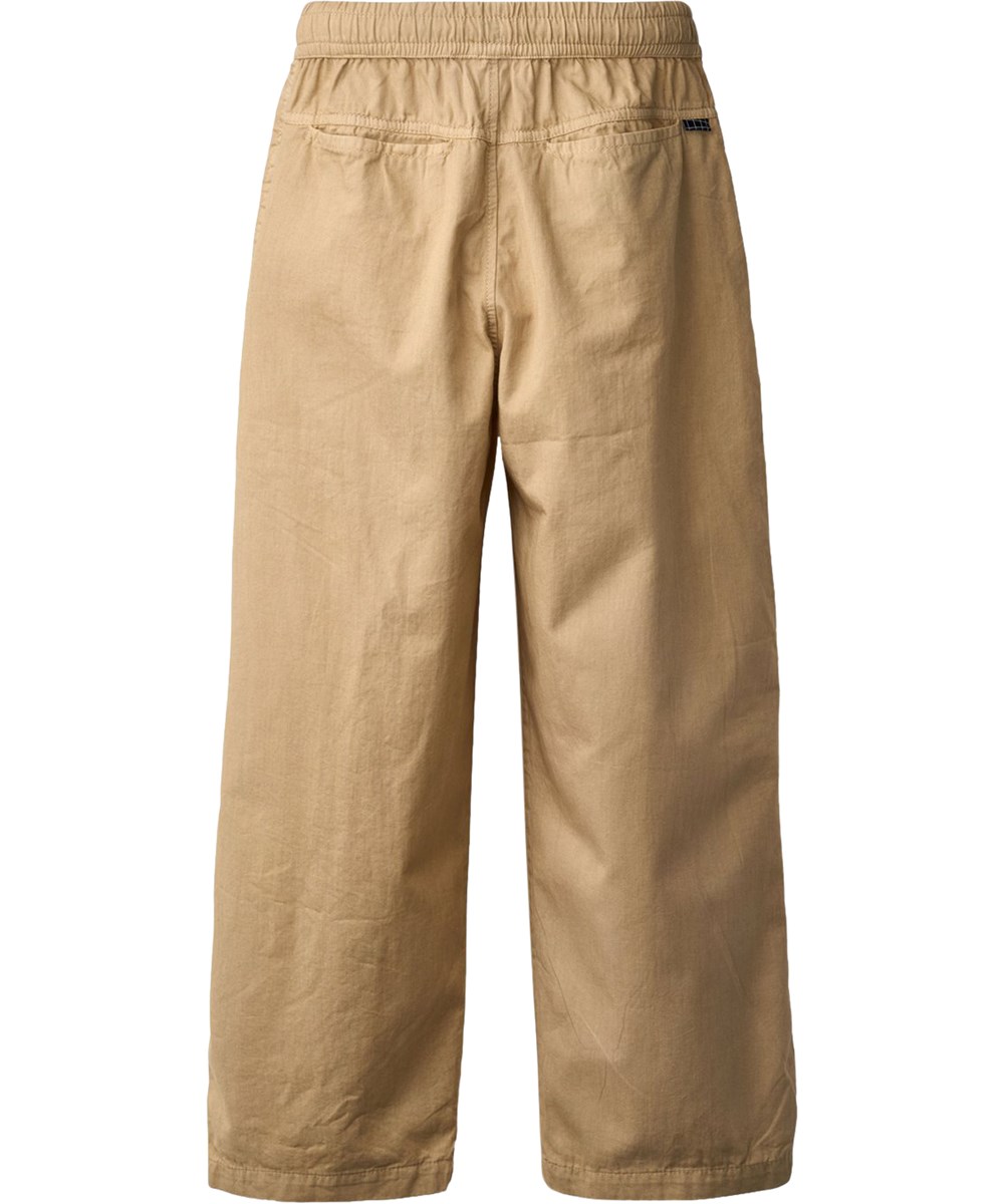 Aster - Desert - Beige trousers for children made of organic cotton with internal drawstring 