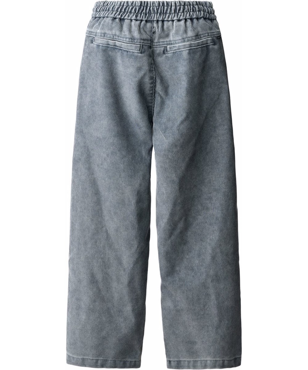 Aster - Dusty Wash Blue - Grey velvet pants for children with an elastic waist.