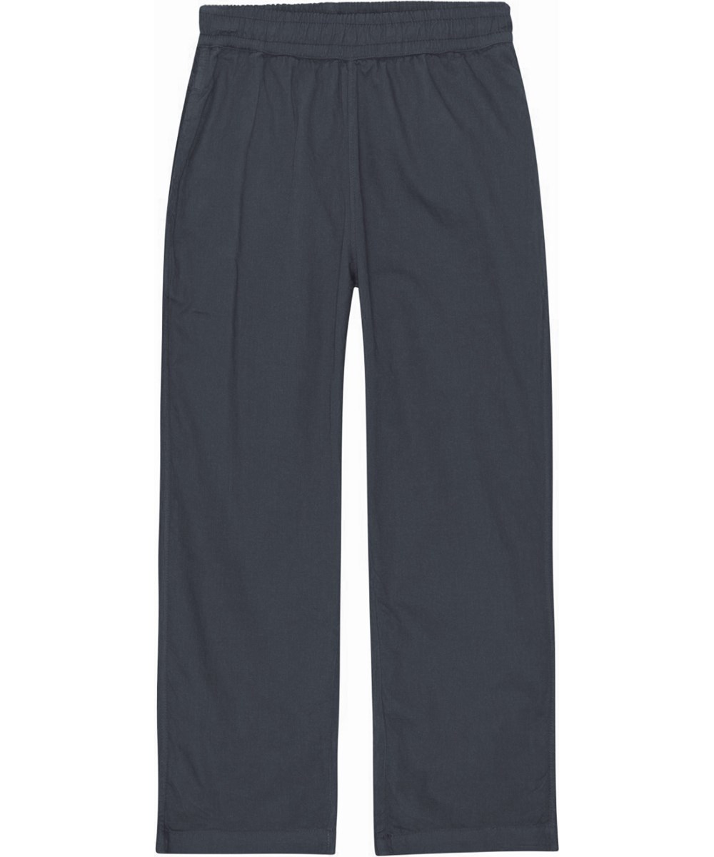 Aster - Iron Gate - Dark grey, organic trousers with elastic waist 
