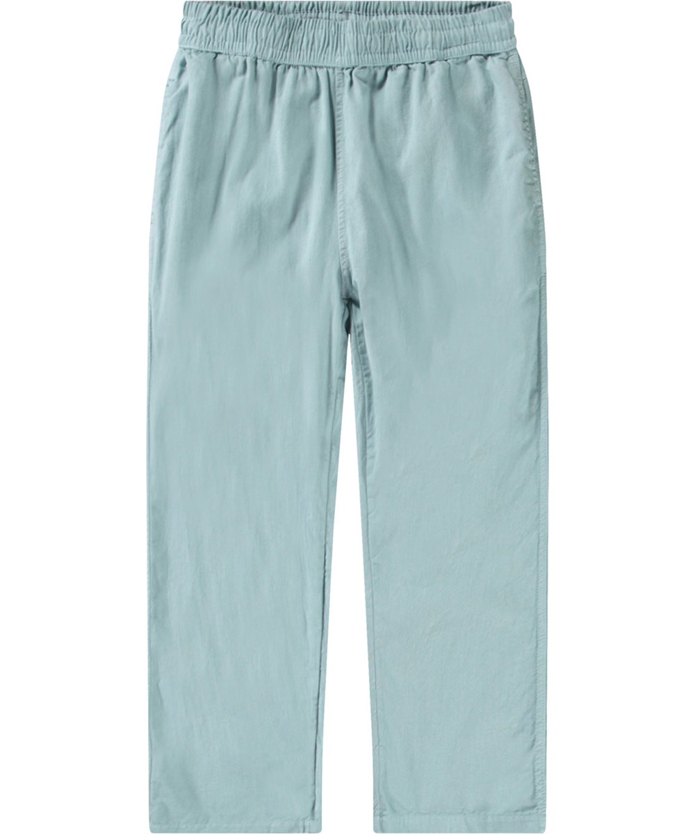 Aster - Misty Blue - Dusty blue pants, made in organic cotton for children.