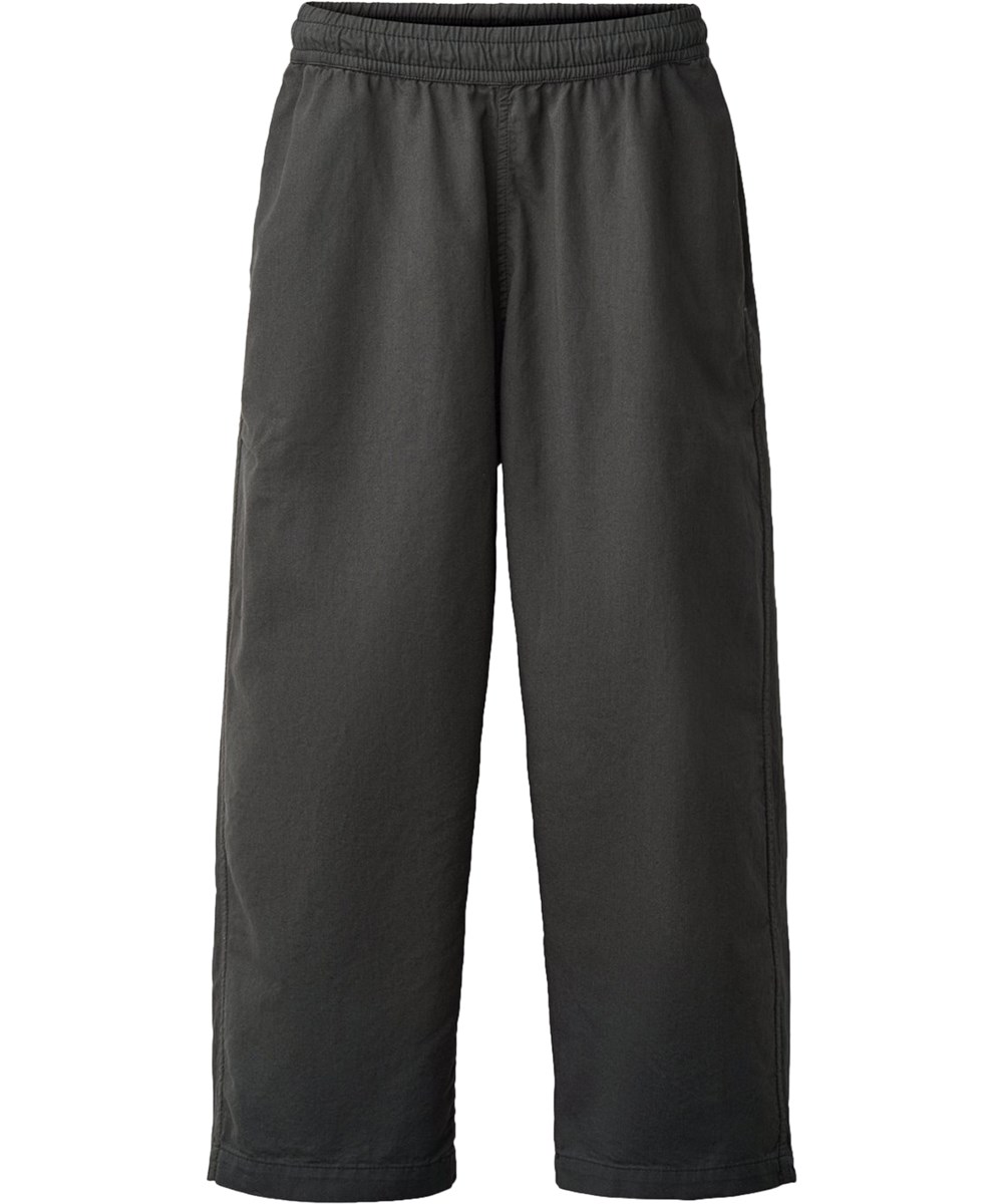 Aster - Raven - Grey-black trousers for children made of organic cotton with internal drawstring 