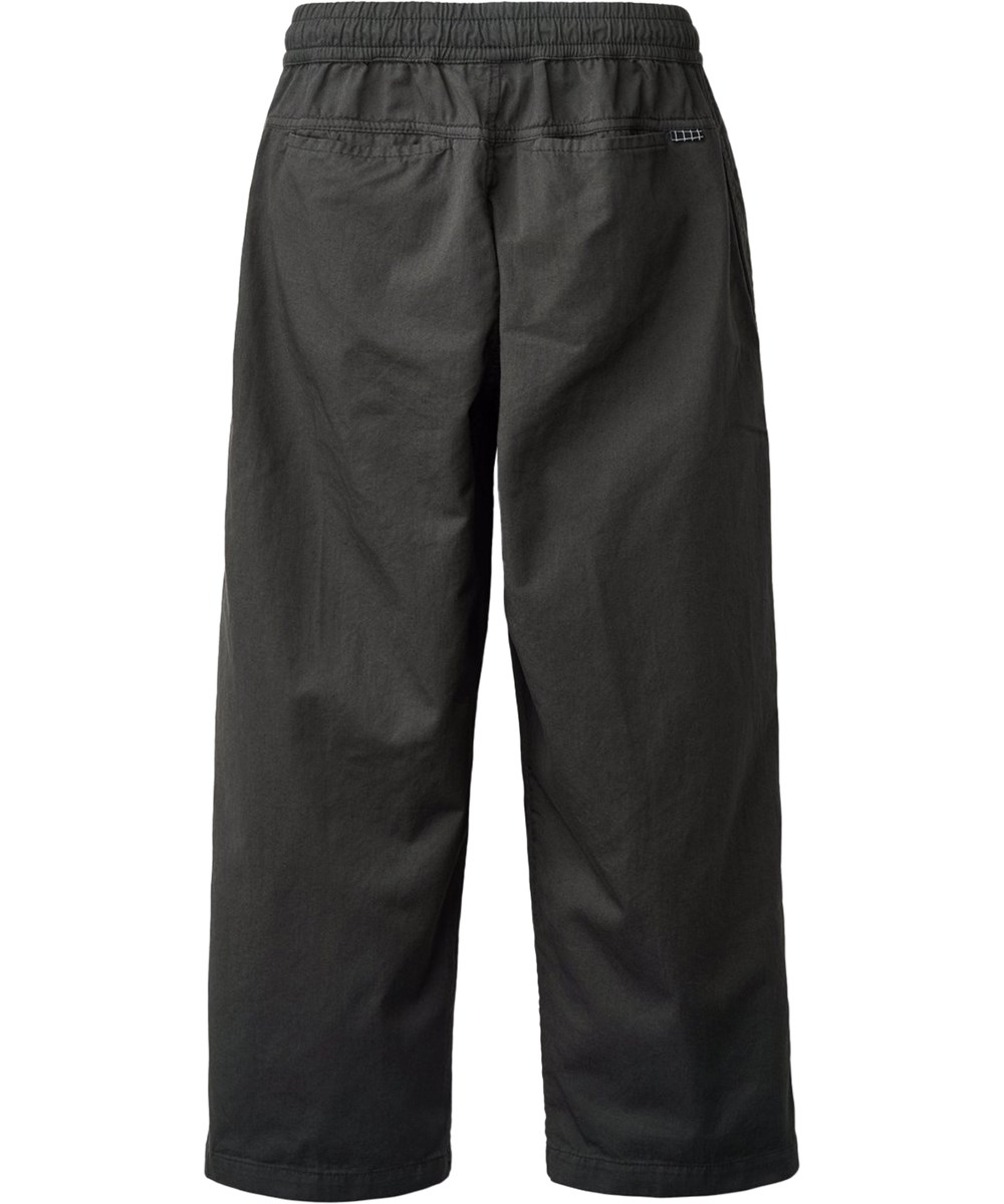 Aster - Raven - Grey-black trousers for children made of organic cotton with internal drawstring 