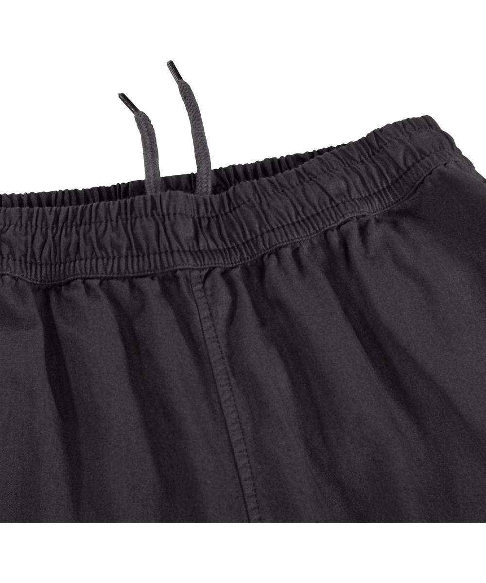 Aster - Raven - Grey-black trousers for children made of organic cotton with internal drawstring 