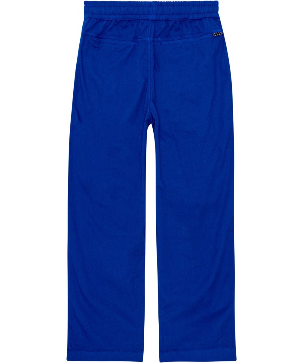 Aster - Reef Blue - Blue, organic trousers with elastic at waist