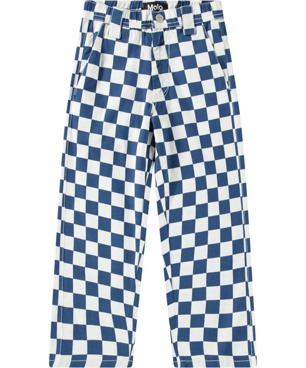 Ataru Best Blue Check Checked pants in organic cotton for