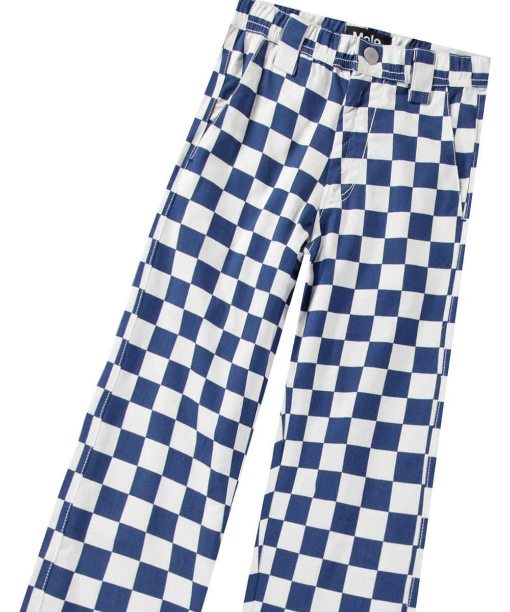 Ataru - Best Blue Check - Checked pants in organic cotton for children.