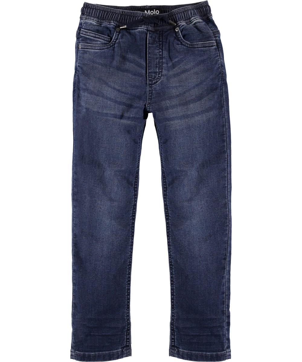 Augustino - Charcoal Blue - Blue denim jeans with ties