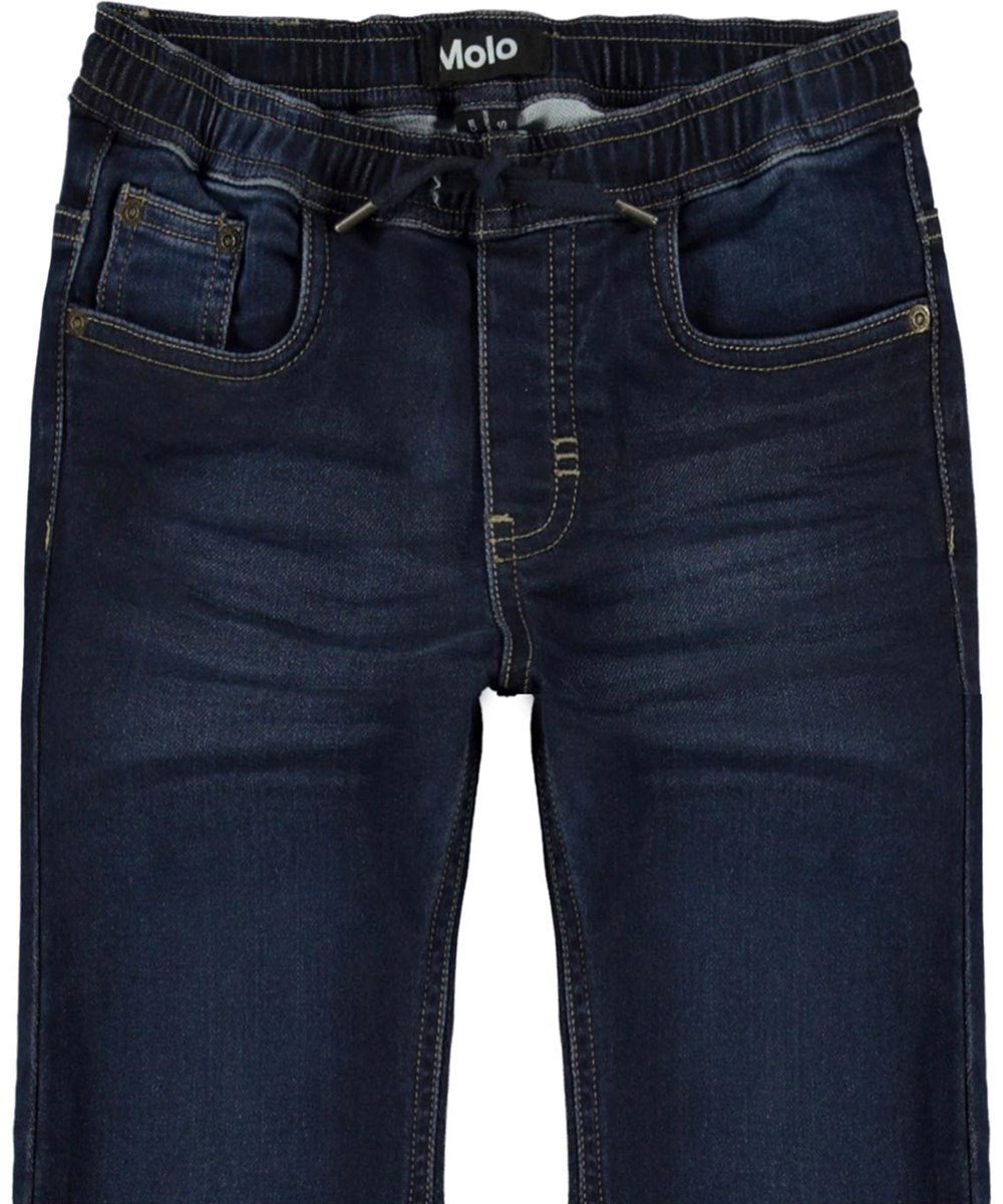 Augustino - Dark Indigo - Loose dark blue jeans with ties