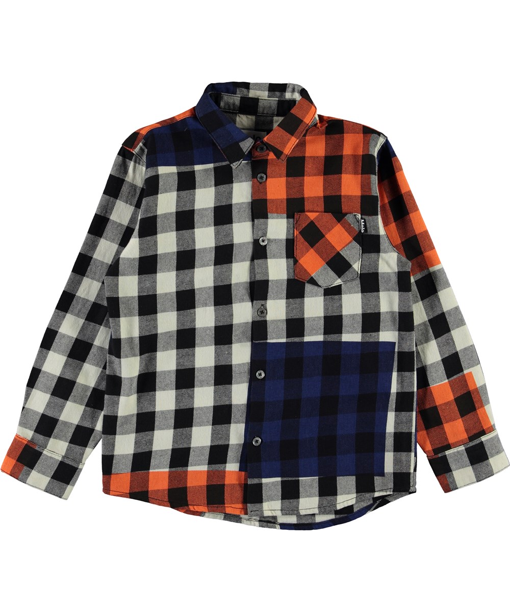 Raft - Checks - Orange and blue plaid shirt 