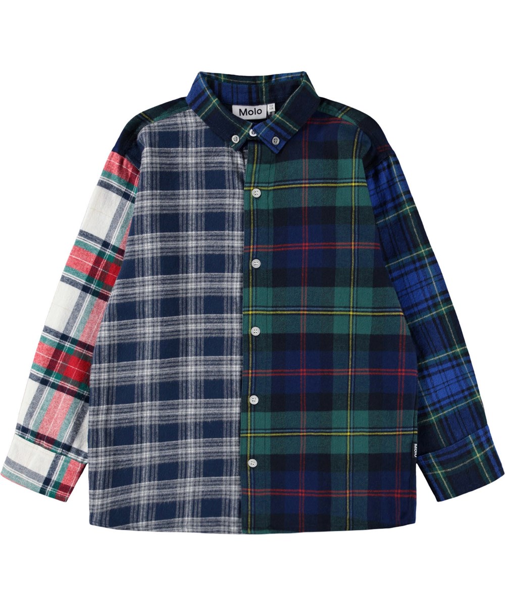 Remon - Check Mix - Colourful checkered shirt for children made of organic cotton.