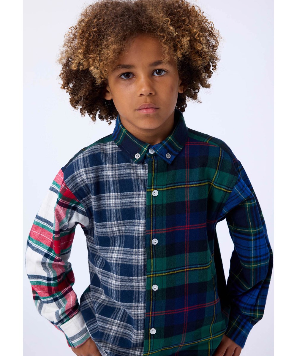 Remon - Check Mix - Colourful checkered shirt for children made of organic cotton.