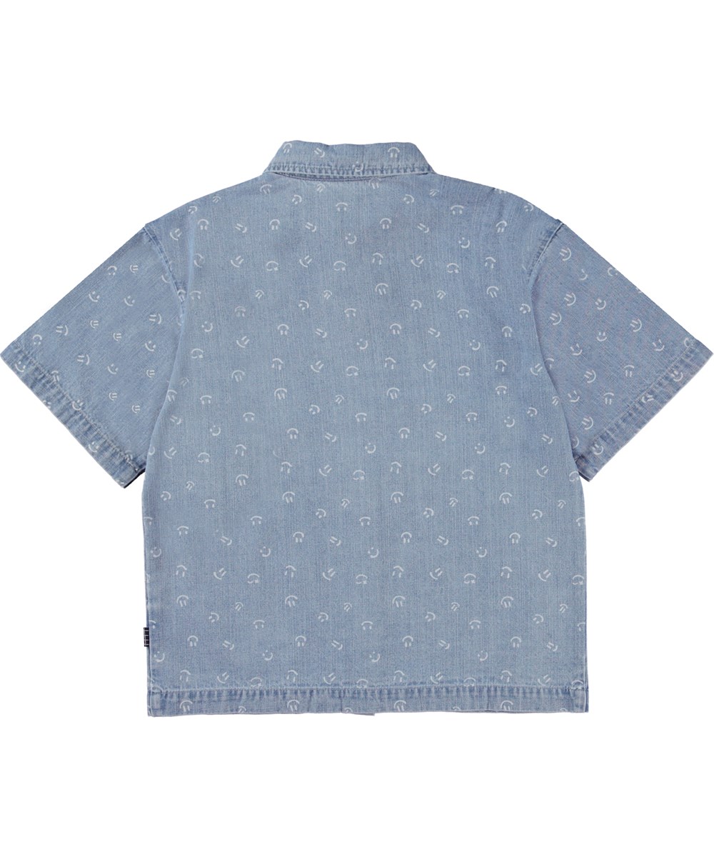 Richie - Happy Mini - Light blue denim shirt with smiley faces