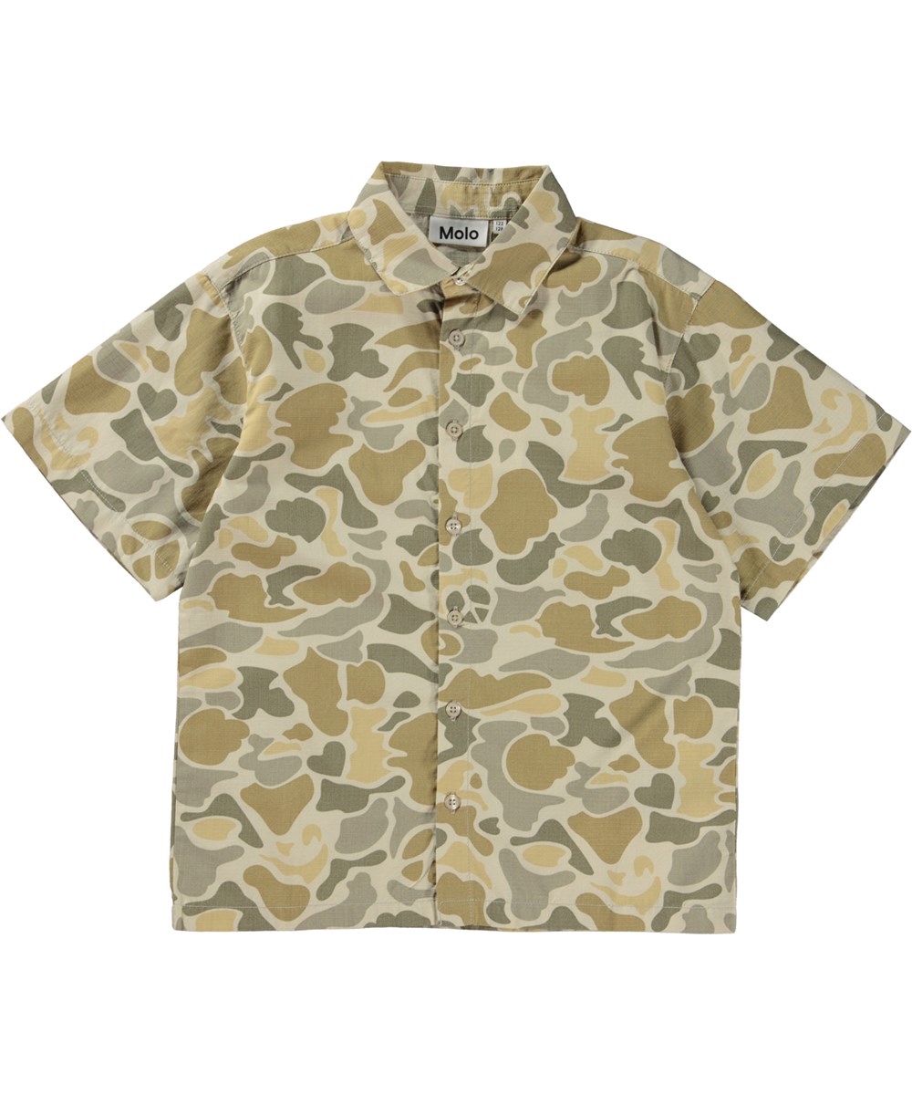 Rio - Sandy Shapes - Sand coloured camouflage print shirt