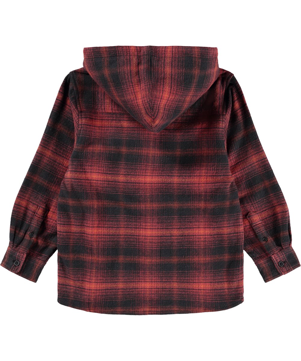 Rizz - Dark Red Check - Black and red checkered overshirt for children made of cotton.