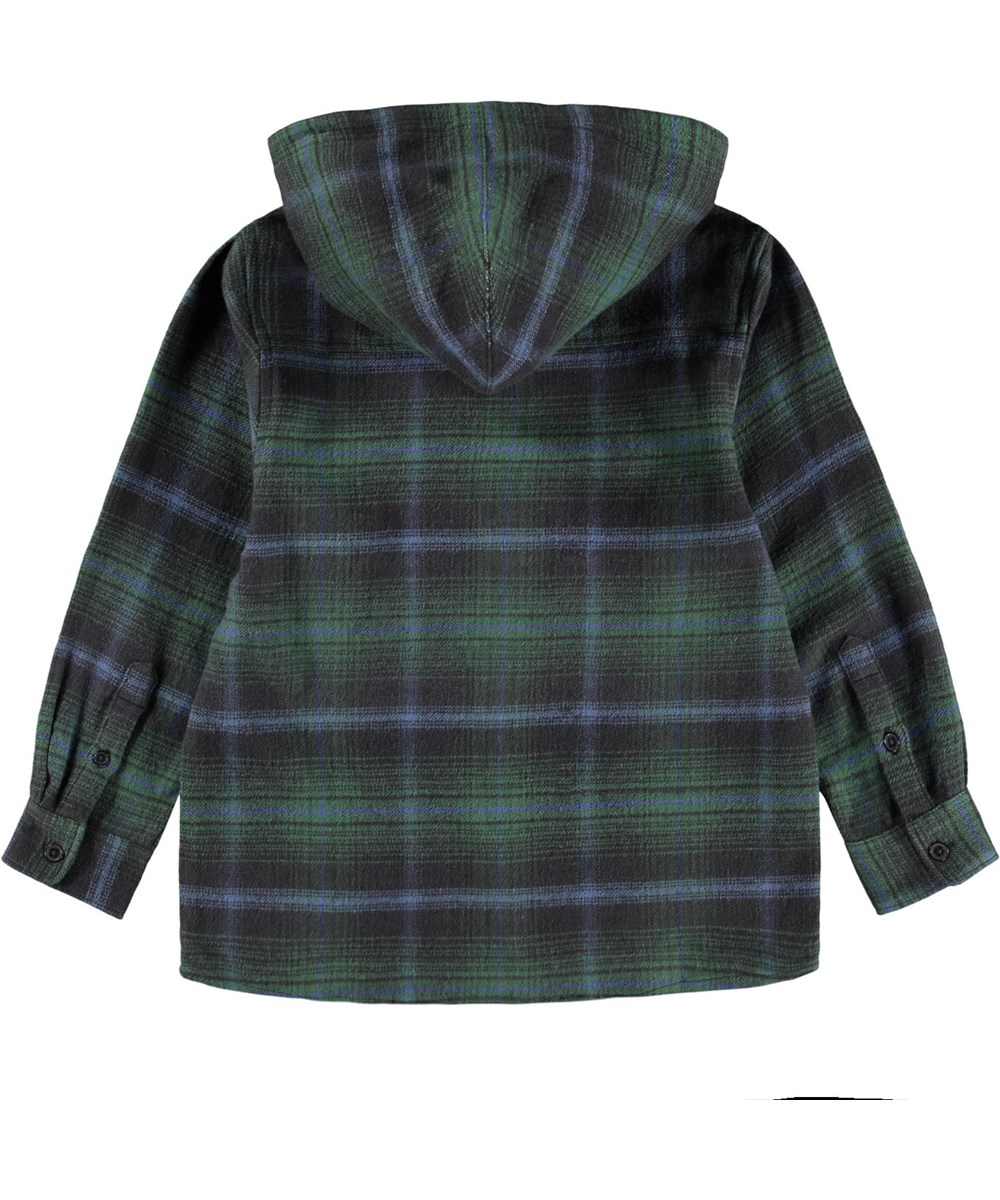 Rizz - Galaxy Check - Green, black and blue checkered overshirt for children made of cotton.