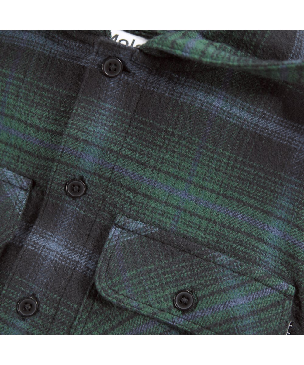 Rizz - Galaxy Check - Green, black and blue checkered overshirt for children made of cotton.