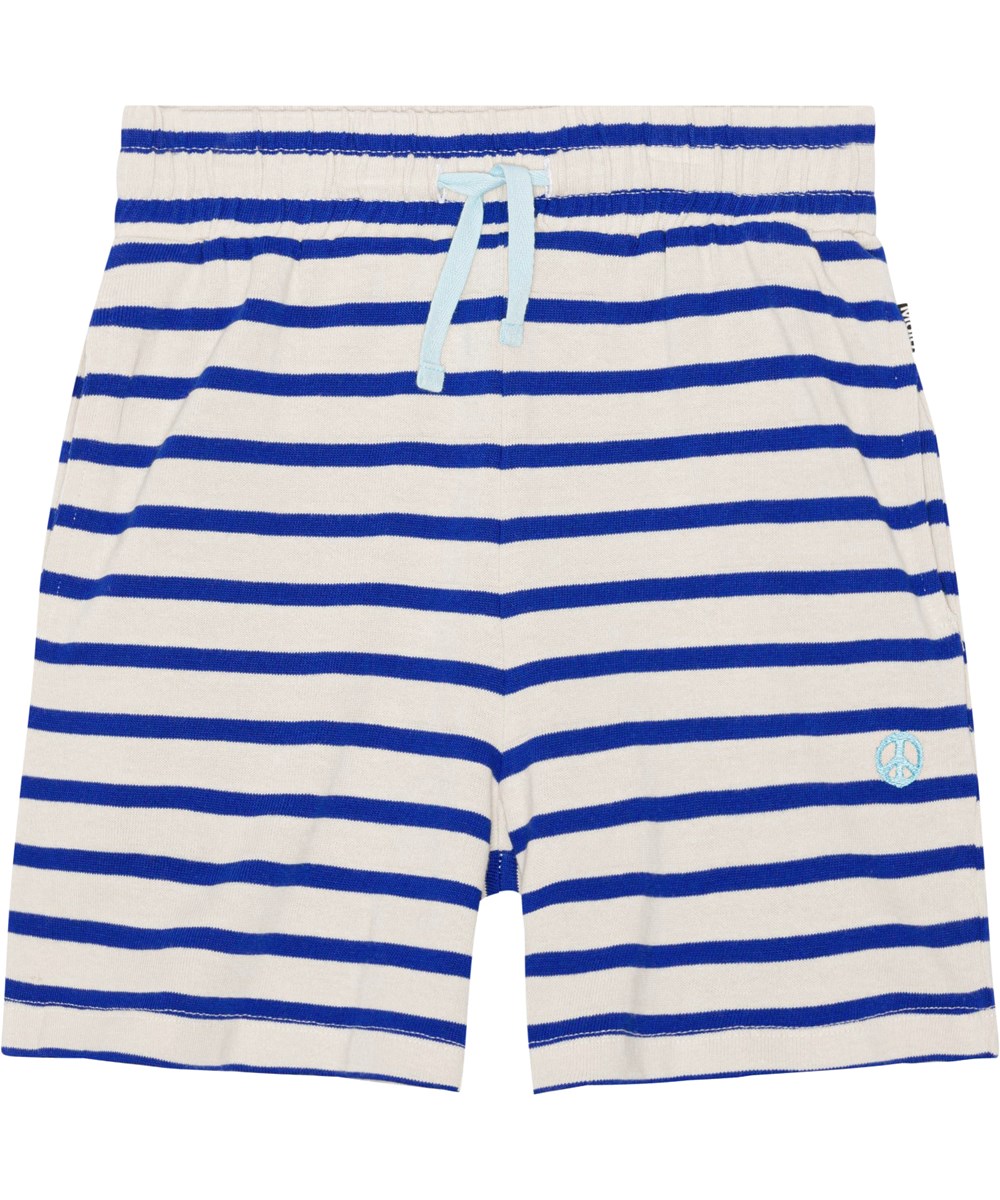 Aelius - Reef Stripe - Blue and white breton striped, organic shorts 