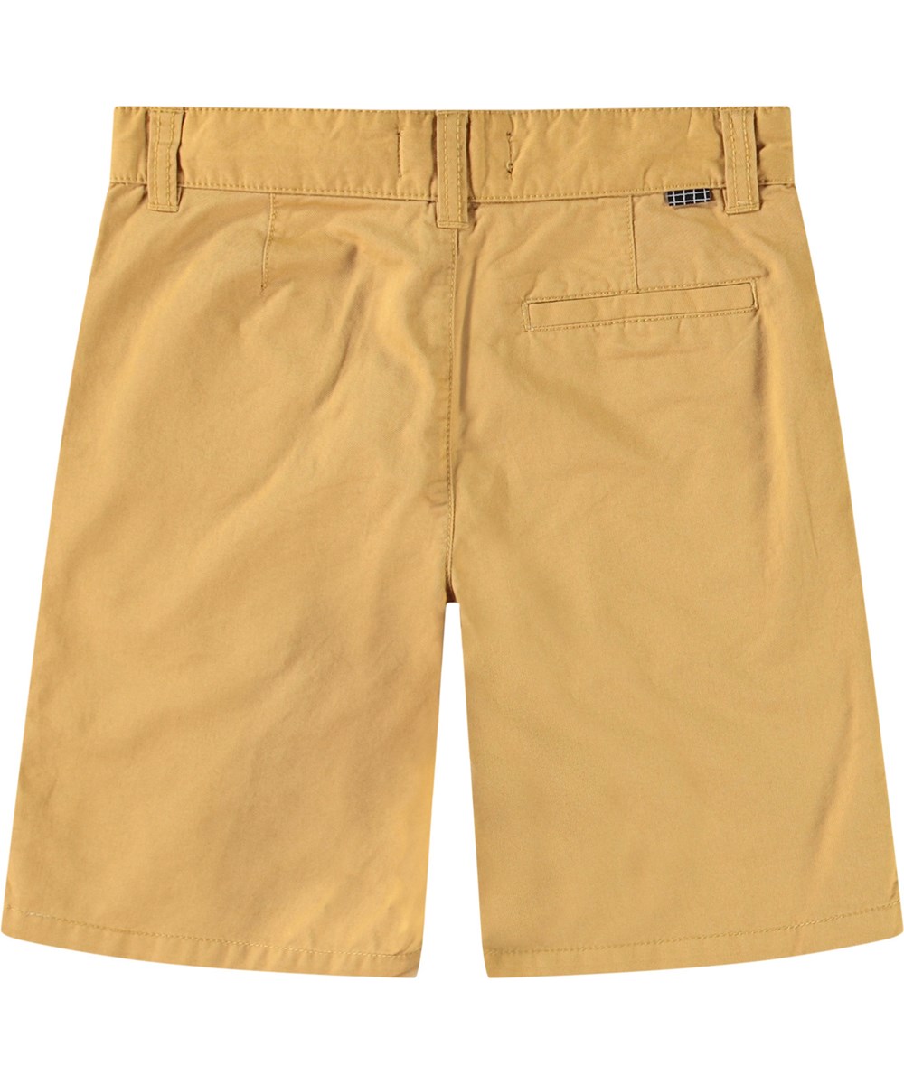 Alan - Suede - Light brown cotton chino shorts for children.