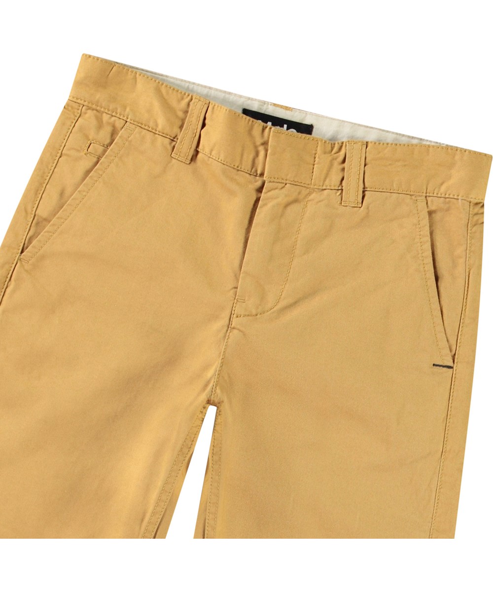 Alan - Suede - Light brown cotton chino shorts for children.