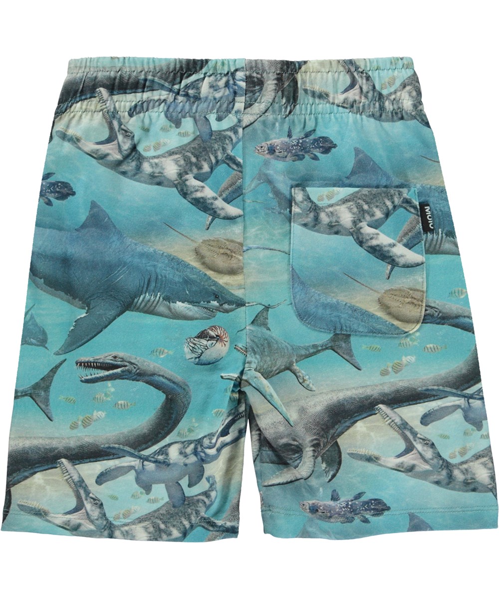 Alim - Ancient Seas - Organic shorts with aquatic dinosaur print