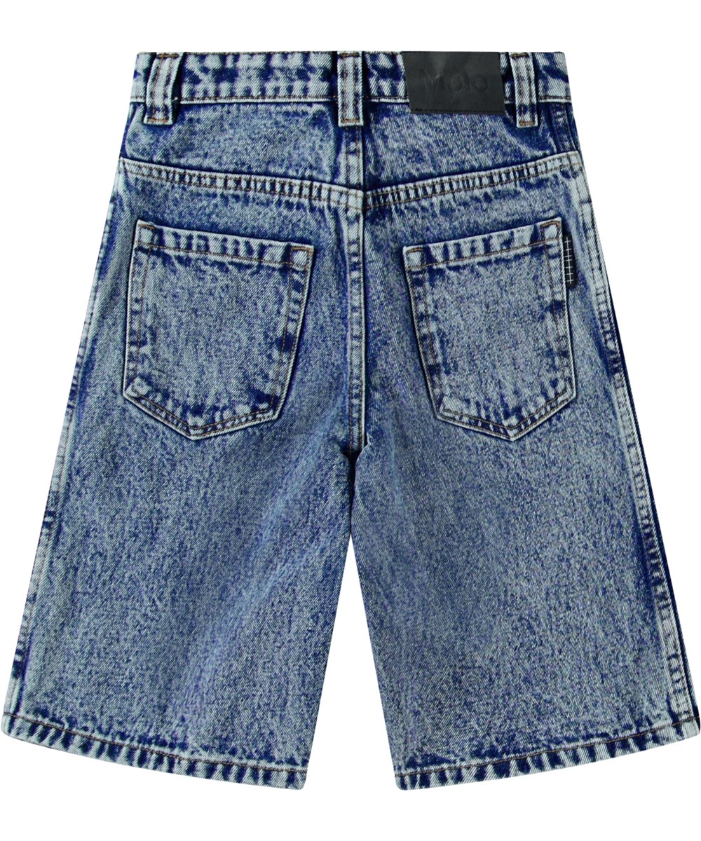 Alpha - Contrast Stone - Blue organic denim shorts for children.