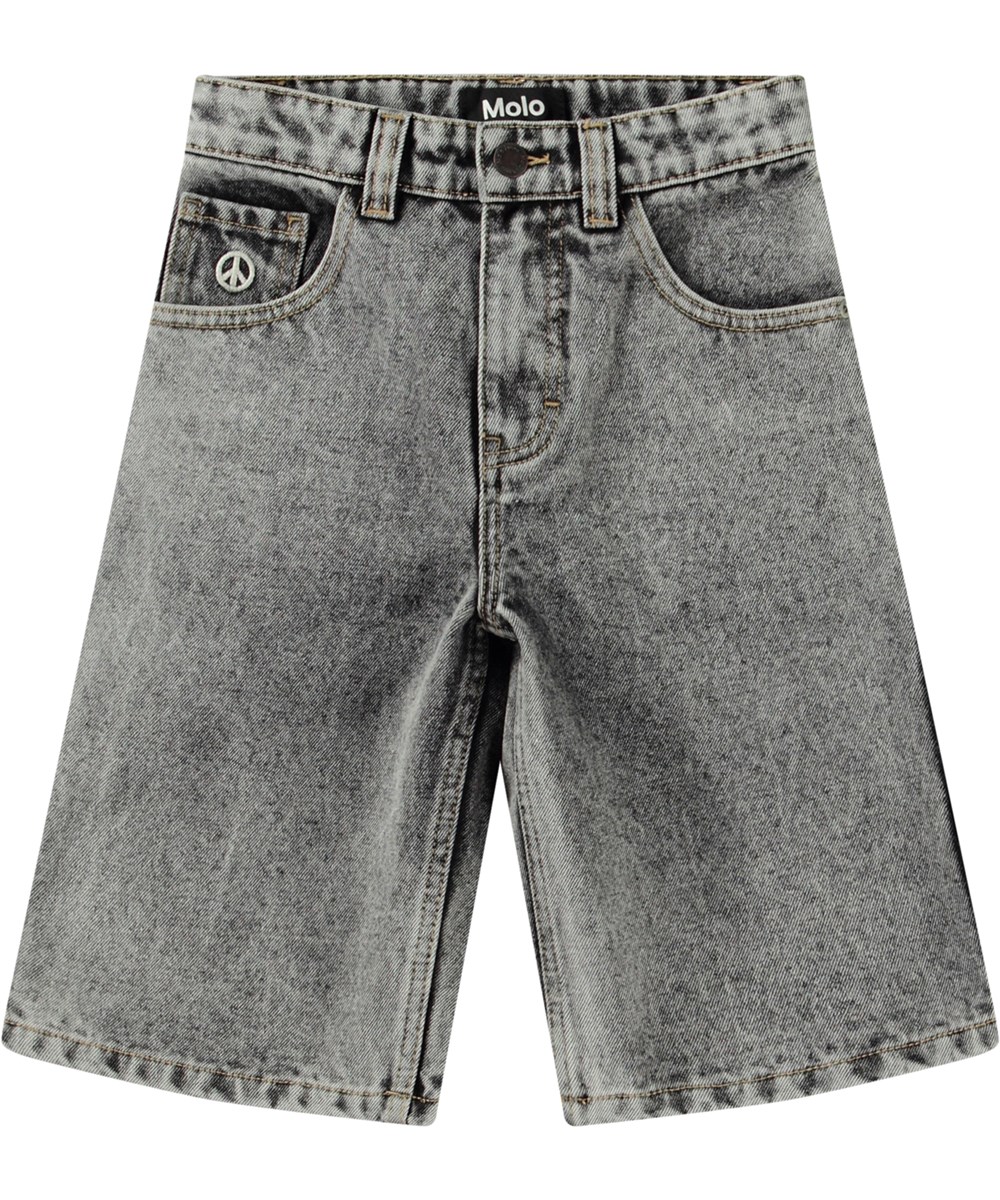 Alpha - Grey Stonewash - Grey organic denim shorts for children.