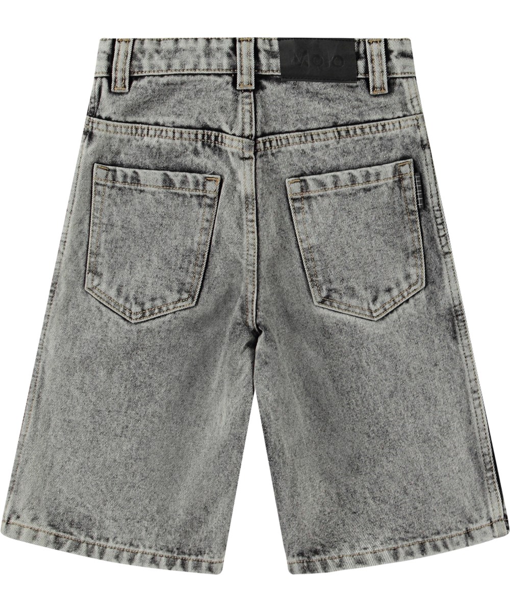 Alpha - Grey Stonewash - Grey organic denim shorts for children.