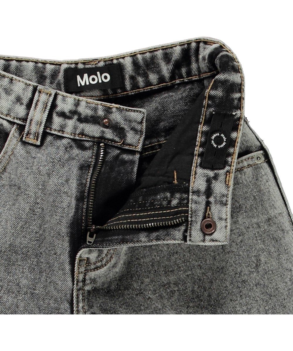 Alpha - Grey Stonewash - Grey organic denim shorts for children.