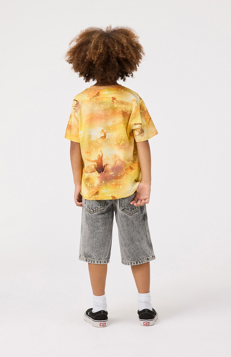 Alpha - Grey Stonewash - Grey organic denim shorts for children.